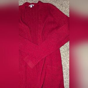 Women's Red Open-Front Cardigan